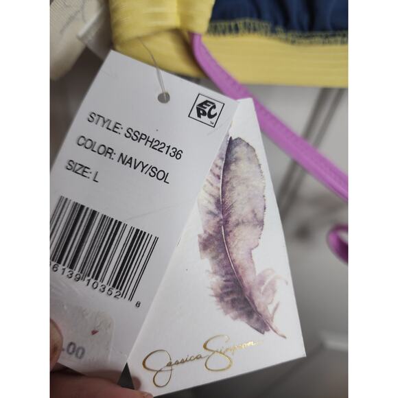 Jessica Simpson Blue X-Back Full-Support Triangle Bikini Swim Top, NWT, Large - Picture 5 of 6